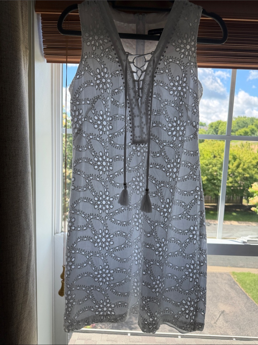 White House Black Market White Eyelet Lace-Up Mini Dress